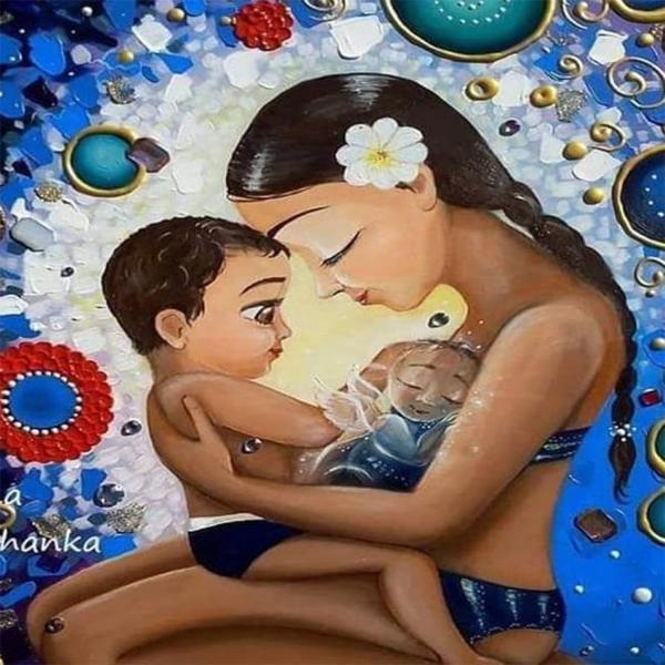 Canvas Anne Aşkı Sayılarla Boyama Seti  Kasnaklı 70 x 90 cm - Image 1