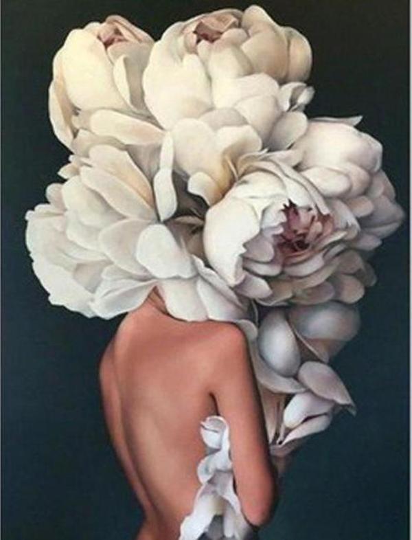 Canvas Çiçek Kadın 3 Sayılarla Boyama Seti  Kasnaklı 100 x 140 cm - Image 1