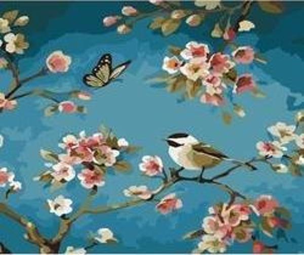 Canvas Daldaki Kuşlar 1 Sayılarla Boyama Seti  Kasnaklı 40 x 50 cm - Image 1