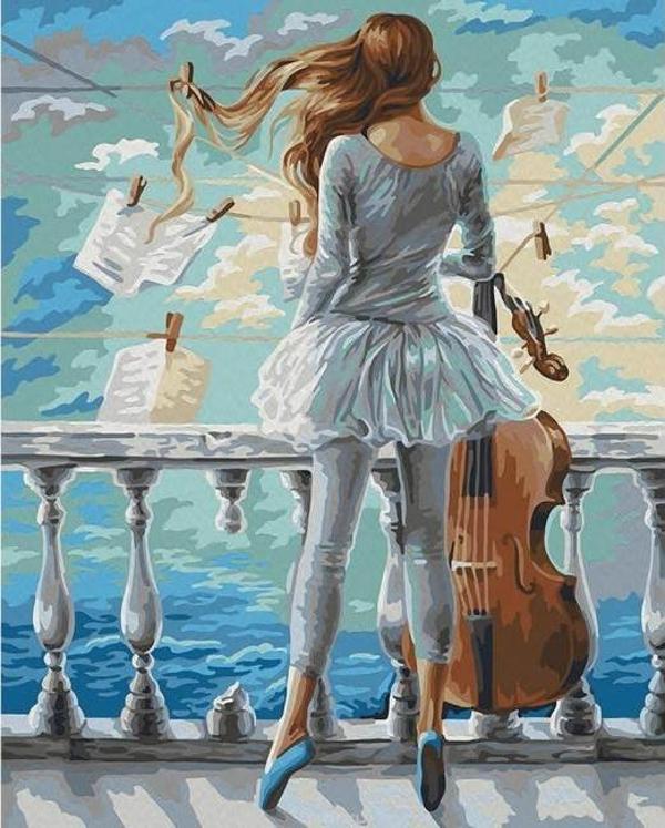 Canvas Mavi Nota Sayılarla Boyama Seti  Kasnaklı 90 x 110 cm - Image 1