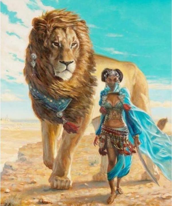 Canvas Güzel ve Aslan Sayılarla Boyama  Seti  Kasnaklı 60 x 75 cm - Image 1