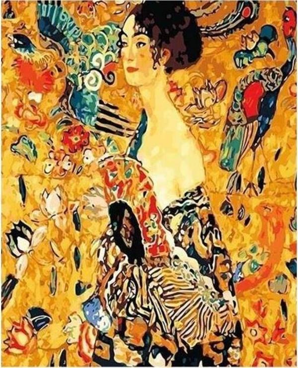 Canvas Gustav Klimt Genç Kadın Sayılarla Boyama Seti  Kasnaklı 90 x 110 cm - Image 1