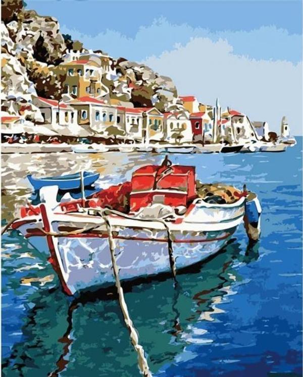 Canvas Egenin Mavi Suları Sayılarla Boyama Seti  Kasnaklı 100 x 140 cm - Image 1