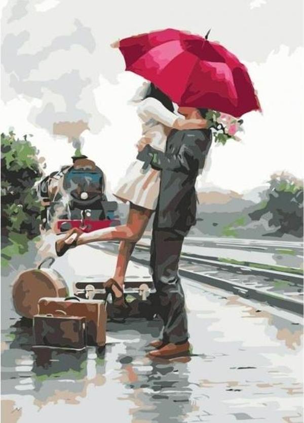 Canvas Elveda Romantizmi Sayılarla Boyama Seti  Kasnaklı 100 x 140 cm - Image 1
