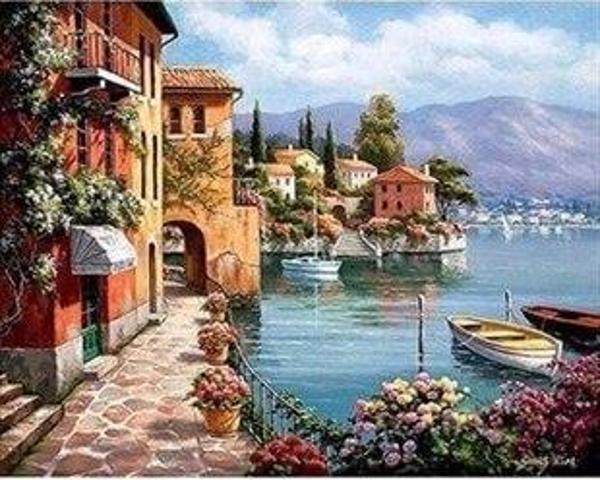 Canvas Masal Kasabası Sayılarla Boyama Seti  Kasnaklı 90 x 110 cm - Image 1