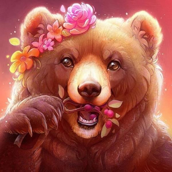 Canvas Güzel Ayı Sayılarla Boyama Seti  Kasnaklı 70 x 90 cm - Image 1