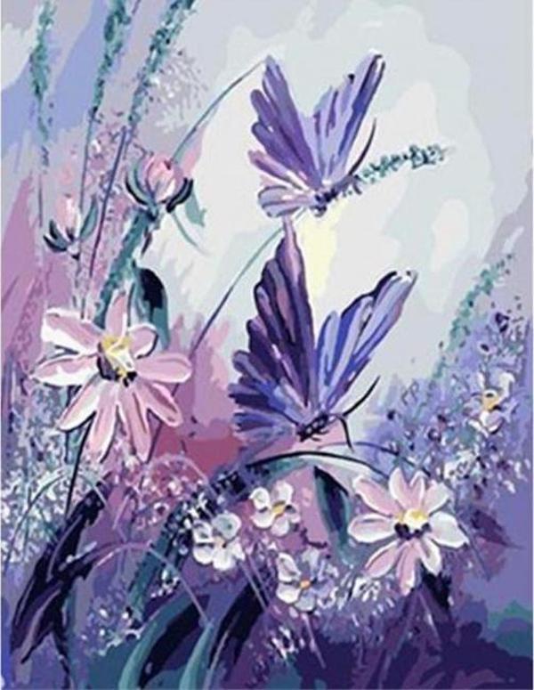 Canvas Kelebeklerin Dansı Sayılarla Boyama Seti  Kasnaklı 50 x 65 cm - Image 1