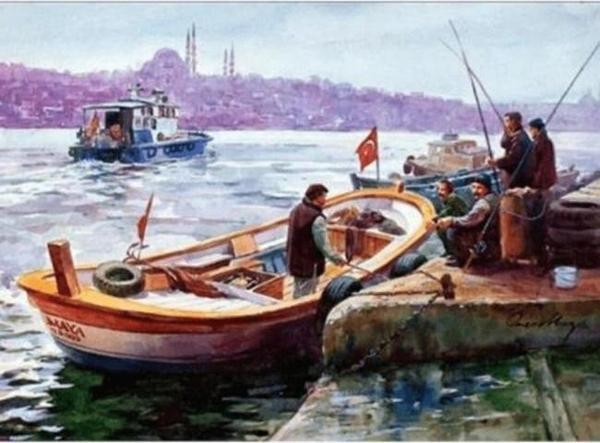 Canvas İstanbul ve Kayıklar Sayılarla Boyama Seti  Kasnaklı 70 x 90 cm - Image 1