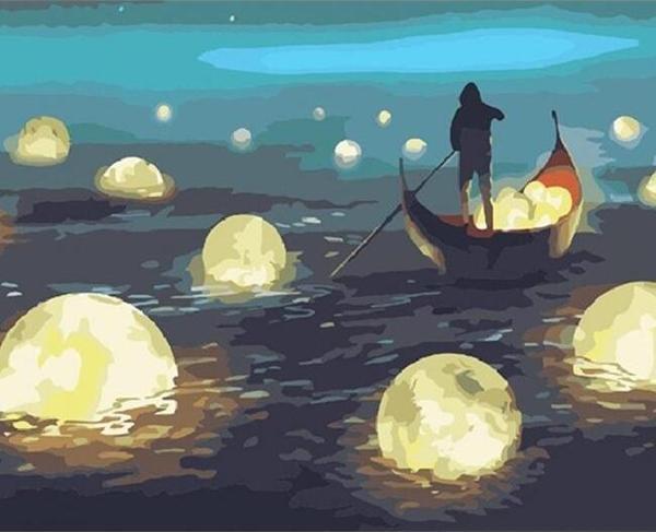 Canvas Denizdeki İlham Sayılarla Boyama  Seti  Kasnaklı 50 x 65 cm - Image 1