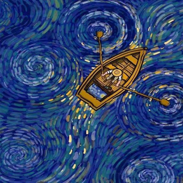 Canvas Kayıktaki Van Gogh Sayılarla Boyama Seti  Kasnaklı 100 x 140 cm - Image 1