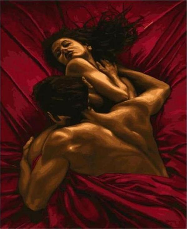 Canvas Kırmızı Aşk Sayılarla Boyama Seti  Kasnaklı 40 x 50 cm - Image 1