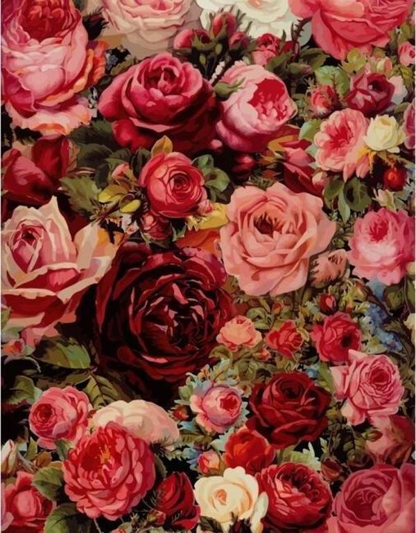 Canvas Gül Demeti Sayılarla Boyama Seti  Kasnaklı 100 x 140 cm - Image 1