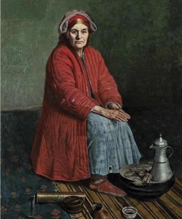 Canvas Halil paşa Yaşlı Halayık Sayılarla Boyama  Seti  Kasnaklı 100 x 140 cm - Image 1