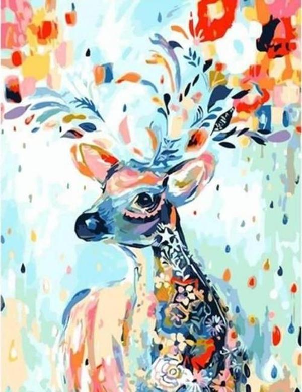 Canvas Mucize Geyik Sayılarla Boyama Seti  Kasnaklı 70 x 90 cm - Image 1