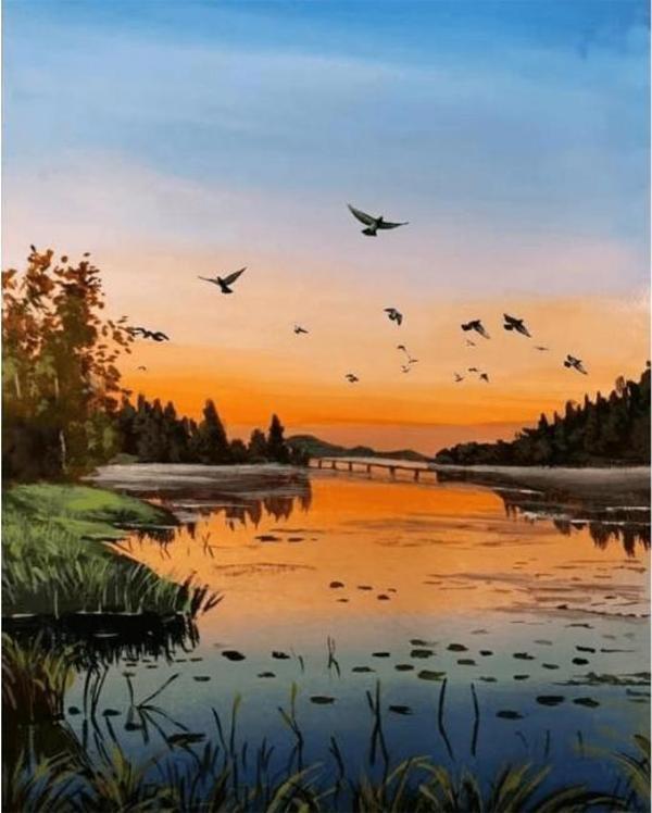 Canvas Huzurla Buluşma Sayılarla Boyama Seti  Kasnaklı 40 x 50 cm - Image 1