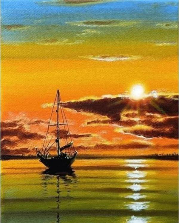 Canvas Huzura Yolculuk Sayılarla Boyama Seti  Kasnaklı 70 x 90 cm - Image 1