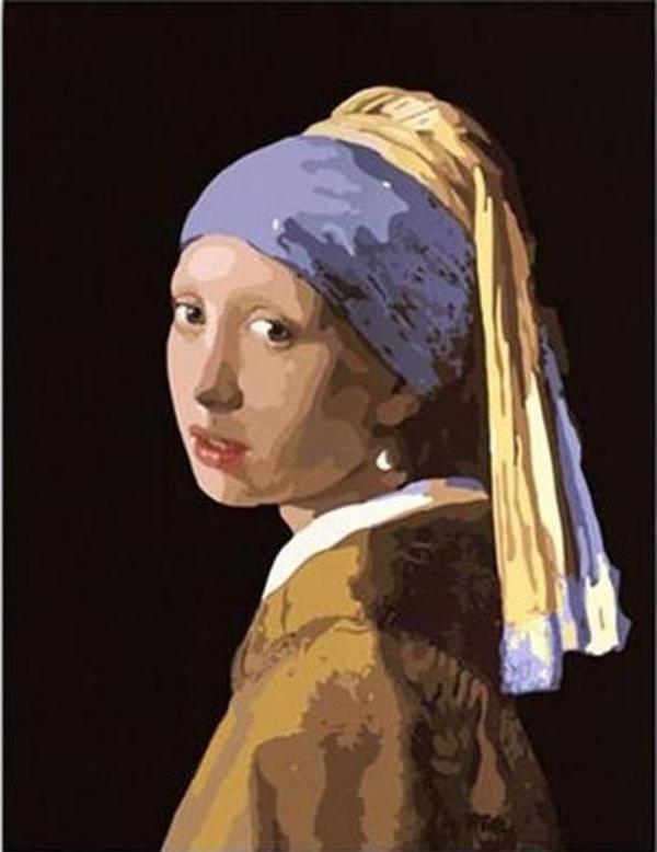 Canvas İnci Küpeli Kız Sayılarla Boyama Seti  Kasnaklı 100 x 140 cm - Image 1