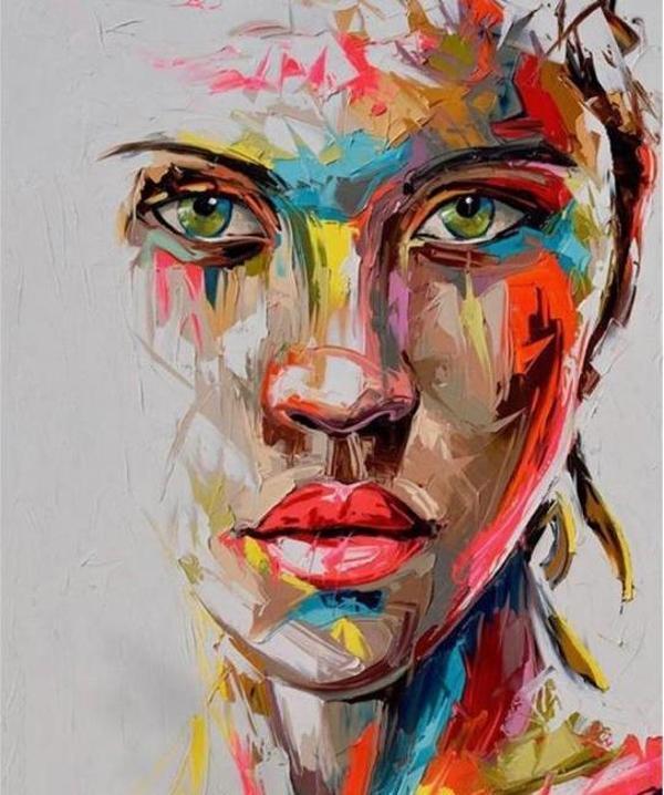 Canvas Renkli Kadın Sayılarla Boyama Seti  Kasnaklı 90 x 110 cm - Image 1