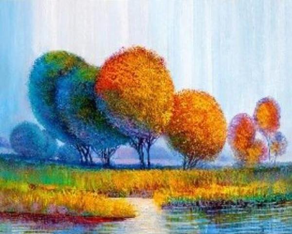 Canvas Bir Son Bahar Vakti Sayılarla Boyama Seti   Kasnaklı 40 x 50 cm - Image 1