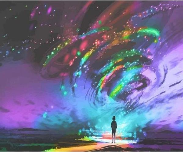 Canvas Kuzey Işıkları ve Çocuk Sayılarla Boyama Seti  Kasnaklı 60 x 75 cm - Image 1