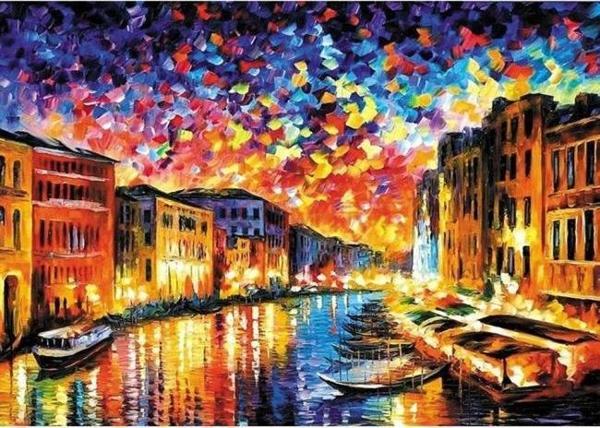 Canvas Venedik ve Gece Sayılarla Boyama Seti  Kasnaklı 60 x 75 cm - Image 1