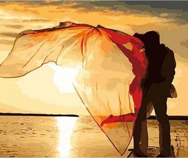 Canvas Romantik Gün Batımı Sayılarla Boyama Seti  Kasnaklı 90 x 110 cm - Image 1