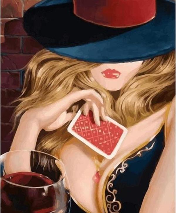 Canvas Poker Face Sayılarla Boyama Seti  Kasnaklı 100 x 140 cm - Image 1