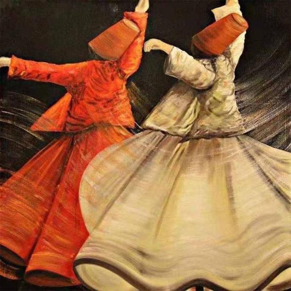 Canvas Öz e Doğru Yolculuk Mevlana Sayılarla Boyama Seti  Kasnaklı 40 x 50 cm - Image 1