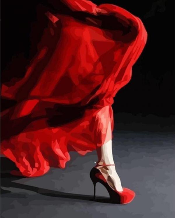 Canvas Kırmızı Ayakkabı Sayılarla Boyama Seti  Kasnaklı 50 x 65 cm - Image 1