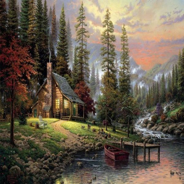 Canvas Ormanda Yaşam Sayılarla Boyama Seti  Kasnaklı 40 x 50 cm - Image 1