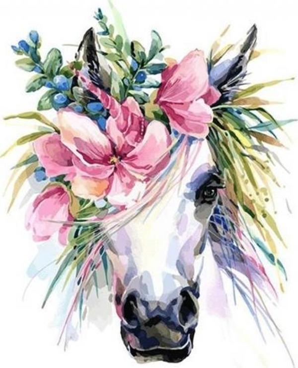 Canvas Unicorn Sayılarla Boyama Seti  Kasnaklı 60 x 75 cm - Image 1
