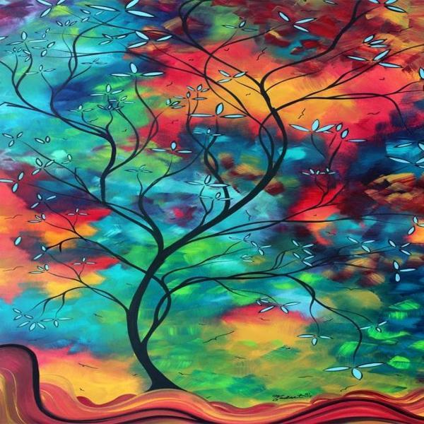 Canvas Renkli Ağaç Sayılarla Boyama Seti  Kasnaklı 60 x 75 cm - Image 1