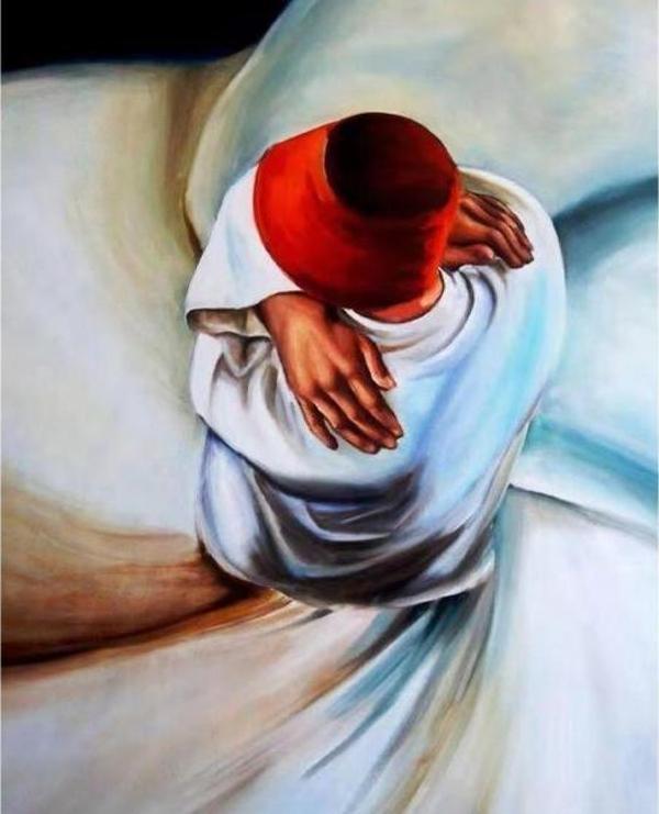 Canvas Mevlana ve Şems Sayılarla Boyama Seti  Kasnaklı 90 x 110 cm - Image 1