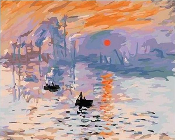 Canvas Monet Gün Doğumu Sayılarla Boyama Seti  Kasnaklı 100 x 140 cm - Image 1