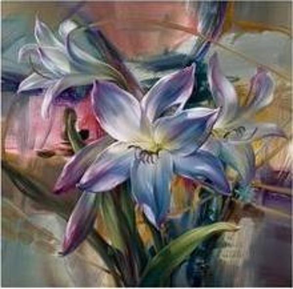 Canvas Mor Çiçekler Sayılarla Boyama Seti  Kasnaklı 70 x 90 cm - Image 1