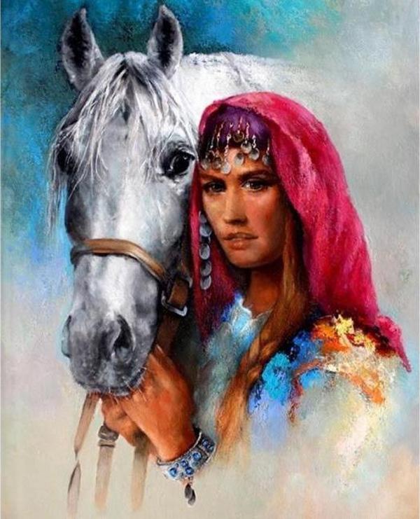 Canvas Köylü Güzeli 2 Sayılarla Boyama Seti  Kasnaklı 70 x 90 cm - Image 1