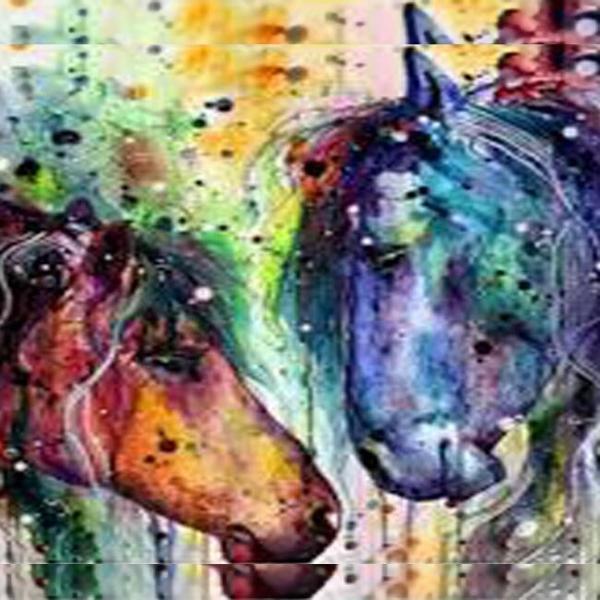 Canvas Renkli Atlar Sayılarla Boyama Seti  Kasnaklı 100 x 140 cm - Image 1