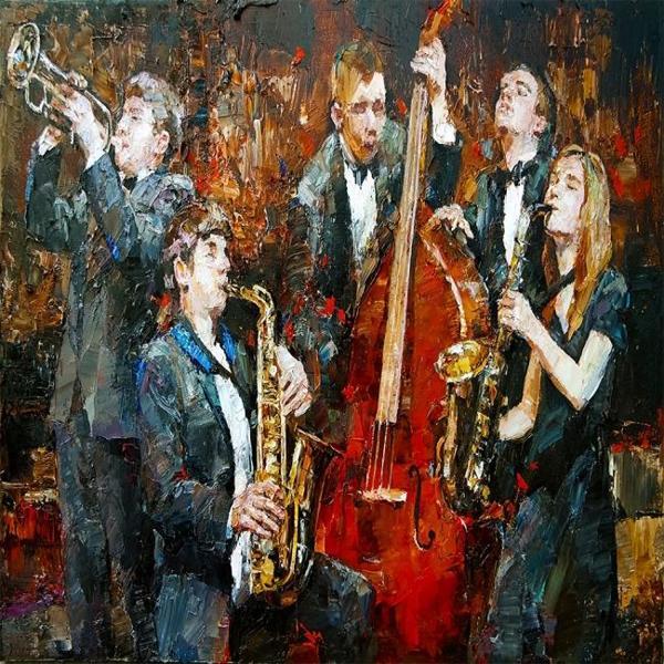 Canvas Müzisyenler Sayılarla Boyama Seti  Kasnaklı 70 x 90 cm - Image 1