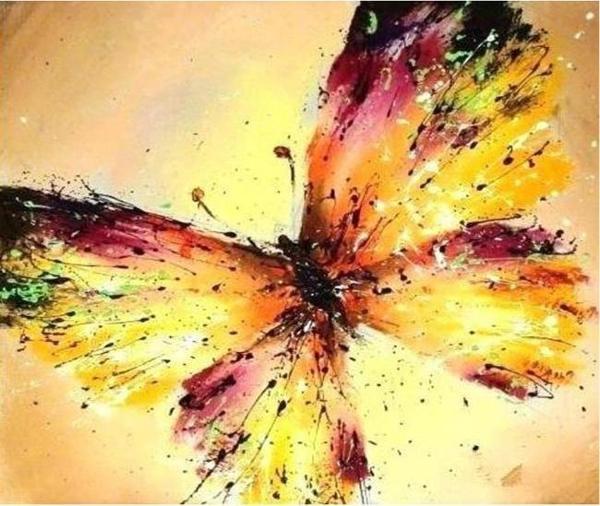 Canvas Altın Kelebek Sayılarla Boyama Seti  Kasnaklı 40 x 50 cm - Image 1