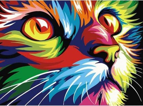 Canvas Renkli Tekir Sayılarla Boyama Seti  Kasnaklı 70 x 90 cm - Image 1
