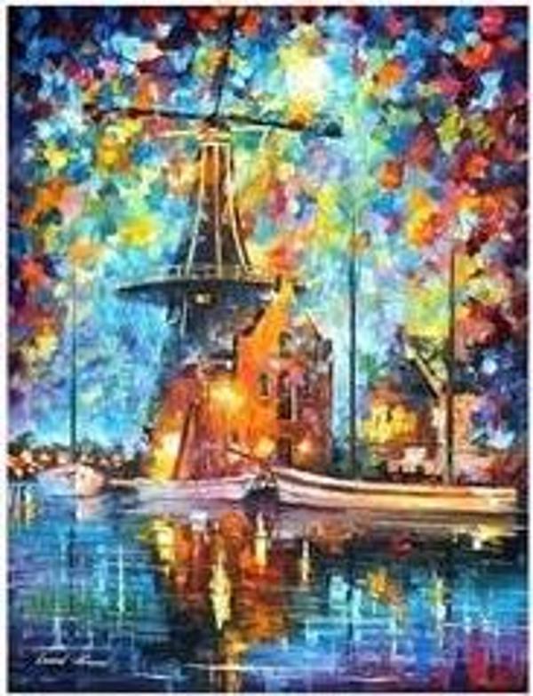 Canvas Renkli Yel Değirmeni Sayılarla Boyama Seti  Kasnaklı 100 x 140 cm - Image 1
