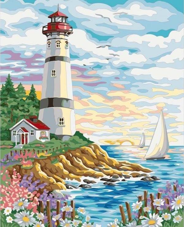 Canvas Yelken ve Fener Sayılarla Boyama Seti 2  Kasnaklı 60 x 75 cm - Image 1