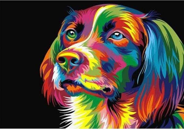 Canvas Renkli Köpek Sayılarla Boyama Seti  Kasnaklı 60 x 75 cm - Image 1