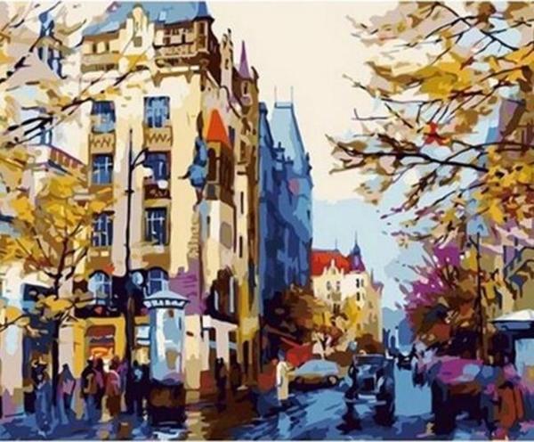 Canvas Sokak Telaşı Sayılarla Boyama Seti  Kasnaklı 50 x 65 cm - Image 1