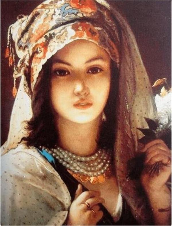 Canvas Türkmen Kızı Sayılarla Boyama Seti  Kasnaklı 50 x 65 cm - Image 1