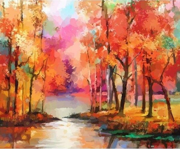 Canvas Sonbaharın Rengi Sayılarla Boyama Seti  Kasnaklı 50 x 65 cm - Image 1