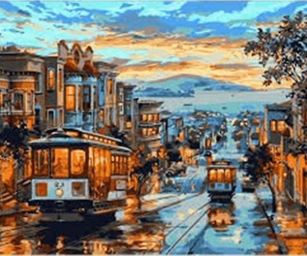 Canvas Tramvay Sayılarla Boyama Seti  Kasnaklı 100 x 140 cm - Image 1