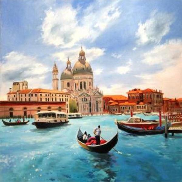 Canvas İtalyada Bir Gün Sayılarla Boyama Seti   Kasnaklı 50 x 65 cm - Image 1