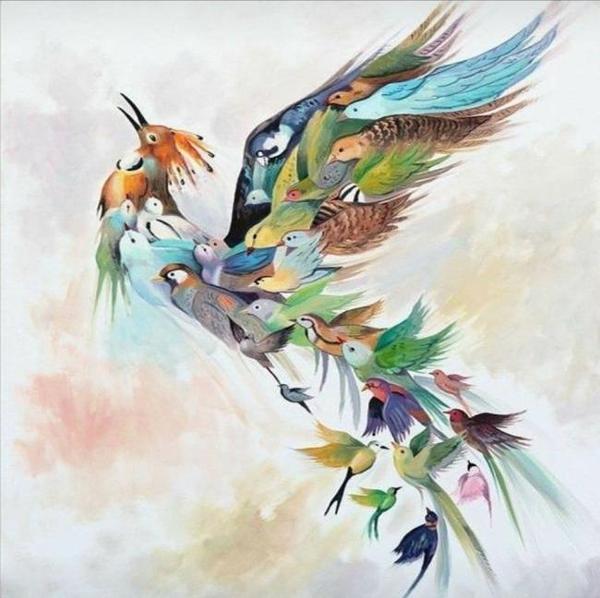 Canvas Simurg Kuşu Sayılarla Boyama Seti  Kasnaklı 50 x 65 cm - Image 1