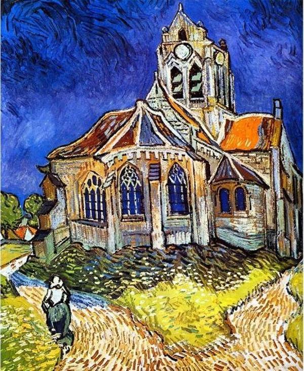 Canvas Van Gogh Auvers'deki Kilise Sayılarla Boyama Seti  Kasnaklı 60 x 75 cm - Image 1